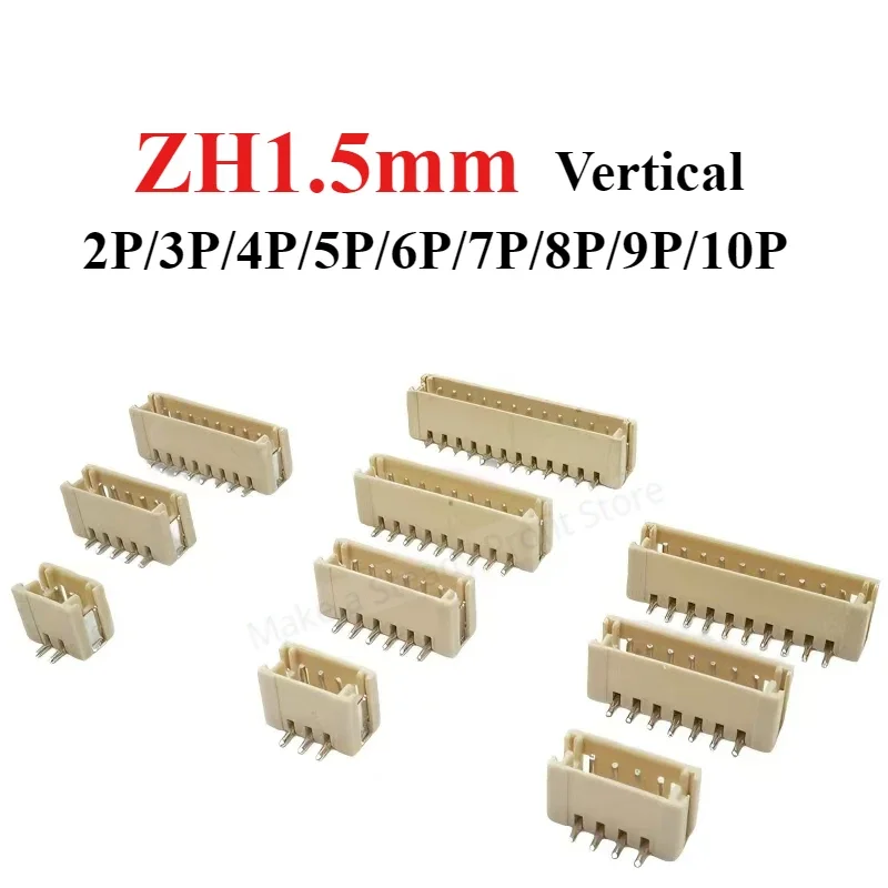 10/30/50Pcs/lot ZH1.5MM Vertical SMD Connector Terminal Socket Mini Micro 1.5mm ZH 2P 3P 4P 5P 6P 7P 8P 9P 10P Plug Connector