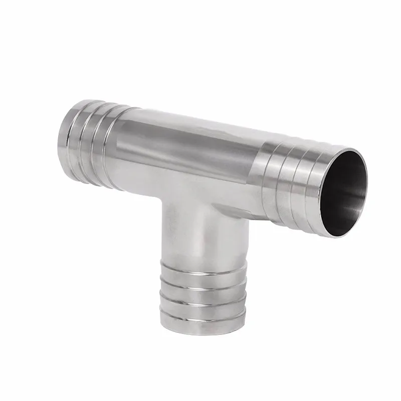 12.7 16 19 25 32 38 45 51mm Hose Barb Tail 304 Stainless Steel Sanitary Pipe Fitting Tee 3 Ways Connector Splitter Homebrew