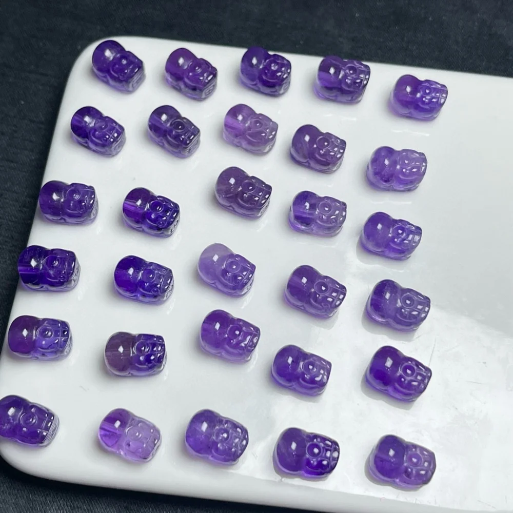 

10PCS Natural Amethyst Pixiu Pendant Polished Crystal Reiki Healing Jewelry Gift Cute Rock Decoration 12MM