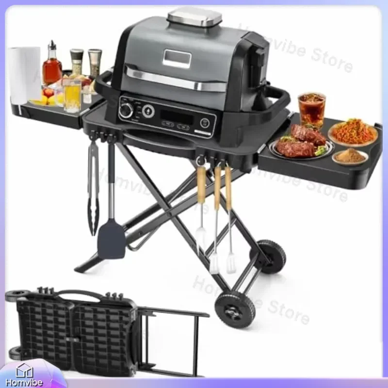 Portable Indoor Outdoor Grill Table Stand for Ninja Woodfire OG701 OG850 OG951 Large 51 Inch Folding BBQ Grill Stand Camping