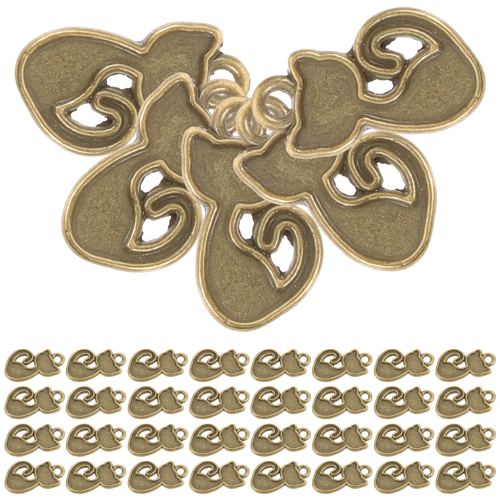 

100Pcs Cat-Shaped Pendants Retro Style Alloy Charms for DIY Necklace Making Bracelet Decor Earrings Accessories Craft Ornament