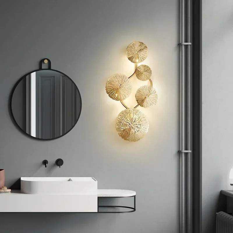 

Modern Wall Lamp Lotus Leaf Sconce for Bathroom LED Lights Industrial Bedroom Bedside Indoor Lighting Fixture