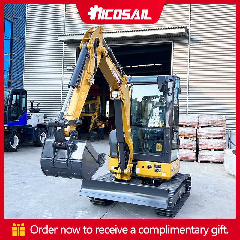 3.0 Ton Mini Excavator Mini Digger 360° Rotation Replaceable Assistive Arm Side Swing Customized Bucket Replaceable Bucket