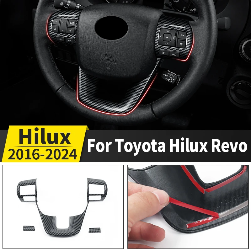 

Декоративная накладка на руль для Toyota Hilux Revo 2016-2024, с узором под карбон, из АБС-пластика, аксессуары для защиты интерьера