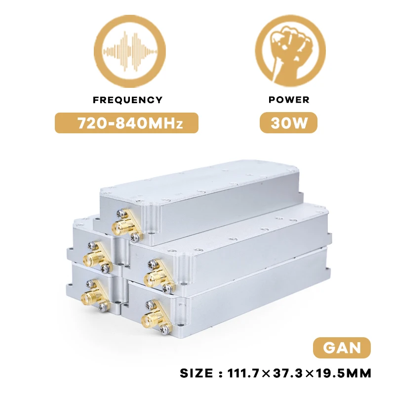 30W 720-840MHz โมดูล RF ป้องกันโดรน45dBm FPV UAV C-UAS เครื่องดักจับสัญญาณป้องกันอุปกรณ์ป้องกันโมดูลบล็อกระบบ