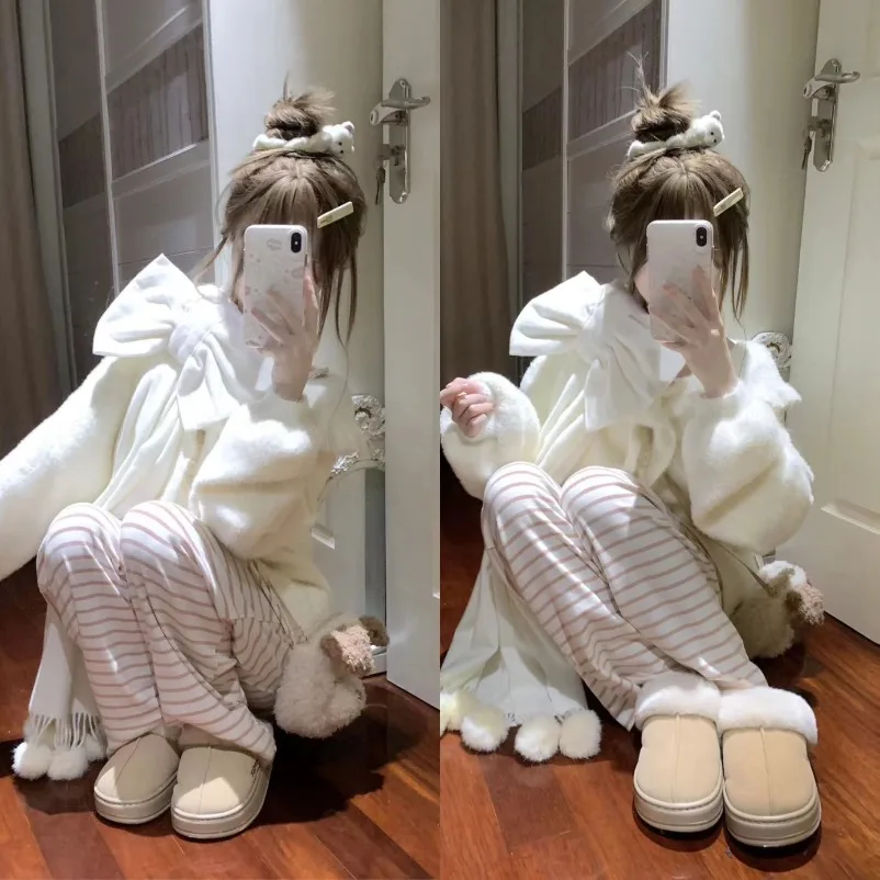 Japońskie dziewczęce słodkie słodkie miękkie woskowane sweter z dzianiny sweter damski imitacja dzianiny z norek płaszcz jesienno-zimowy szalik kaszmirowy