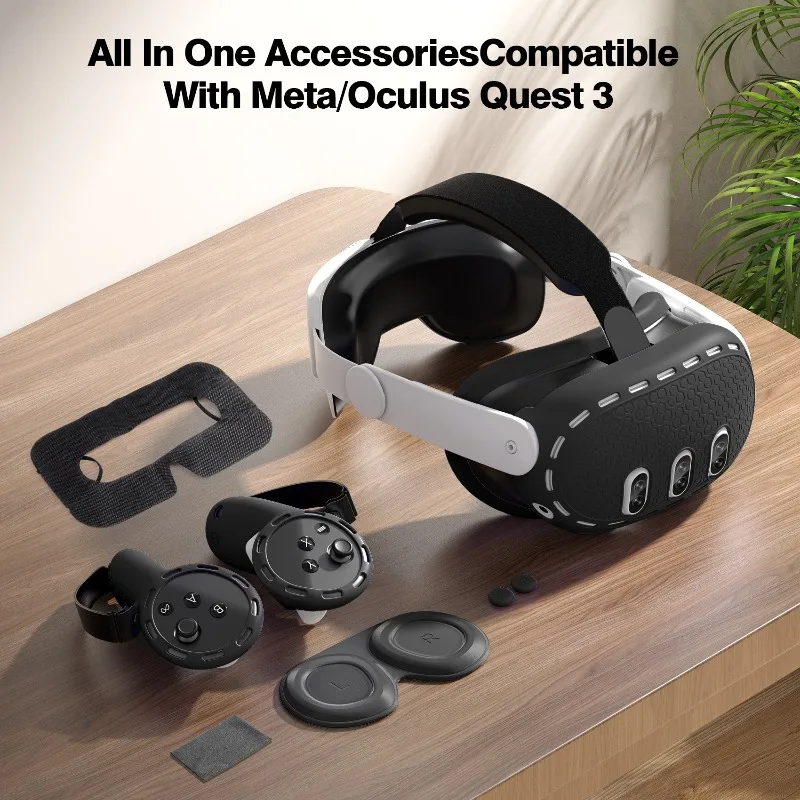 Applicable to Meta Quest 3 Silicone Protection Kit Seven-piece VR Accessories Handle Kit Host Kit Silicone Mask