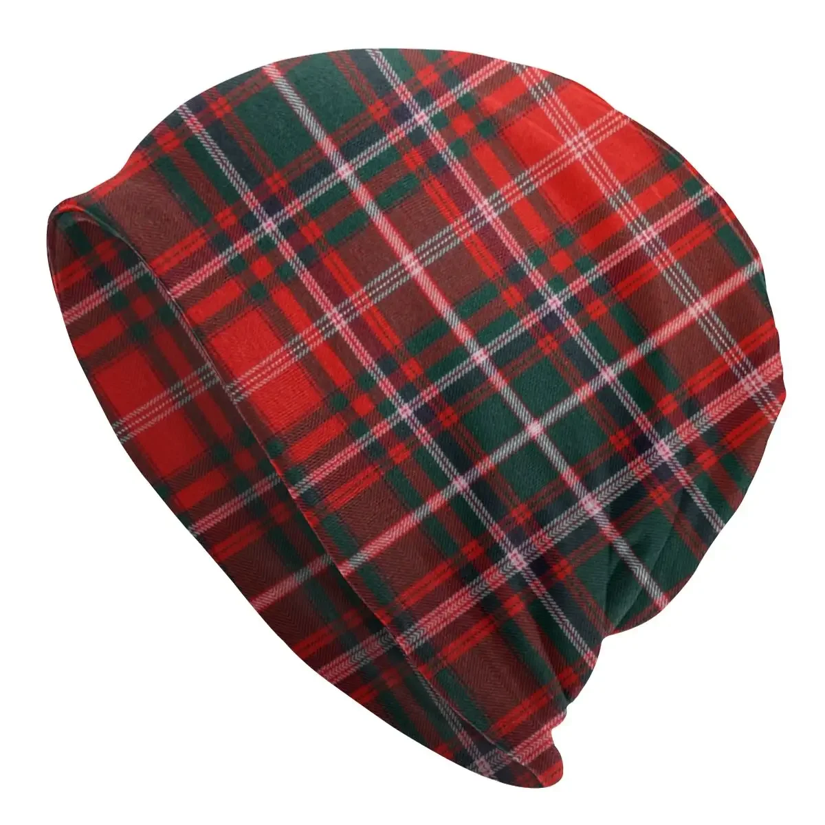 Red Modern Tartan Plaid Bonnet Beanie Knitting Hats Men Women Cool Unisex Fashion Gingham Warm Winter Skullies Beanies Cap