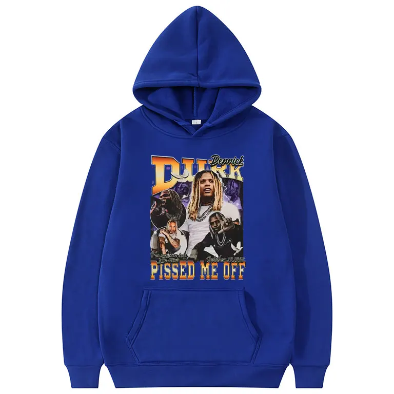 Rapper Lil Durk Derrick Pissed Me Off Graphic Hoodie Men Hip Hop Oversized Sweatshirts Men's Fashion Vintage Hoodies Pullovers