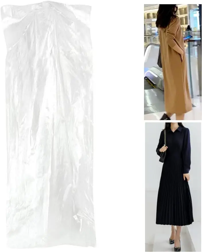 

Pack of 100 Garment Bag Transparent Suit BagClothing Dust Cover Gown and Dress Dustproof Waterproof Storage Bag 60 × 130 cm