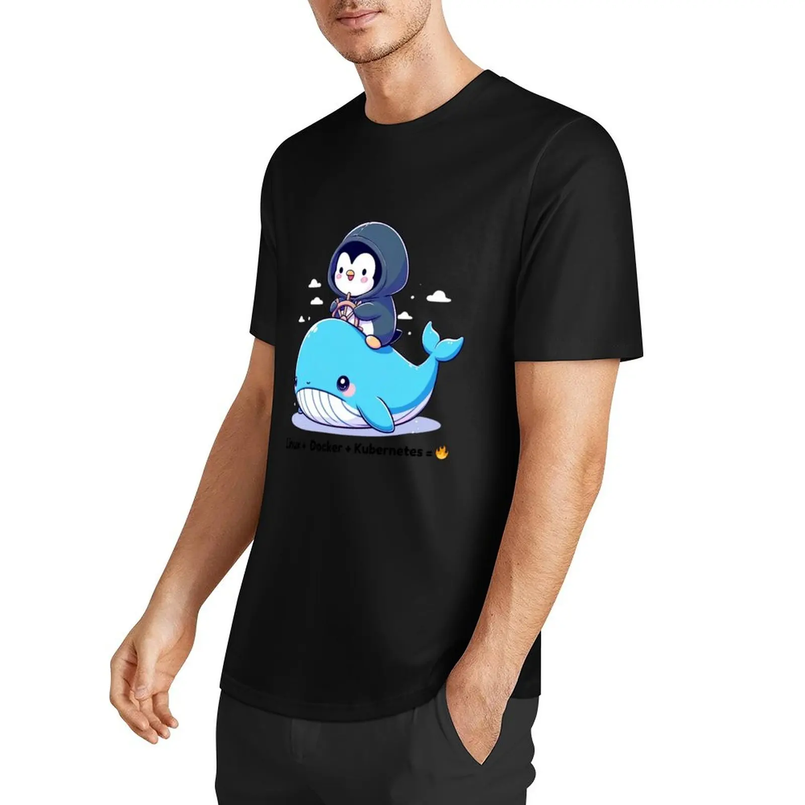 Linux + Docker + Kubernetes = ? T-Shirt Aesthetic clothing oversizeds Short sleeve tee cheap stuff men clothes