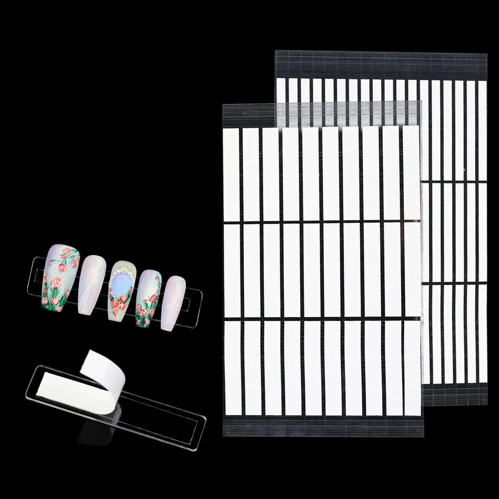 Nail Art Tape Mounting Salon Double-Sided Tape Nail Tips Colour Flase Nail  Display Work Salon Show Acrylic Strip Adhesive Tape