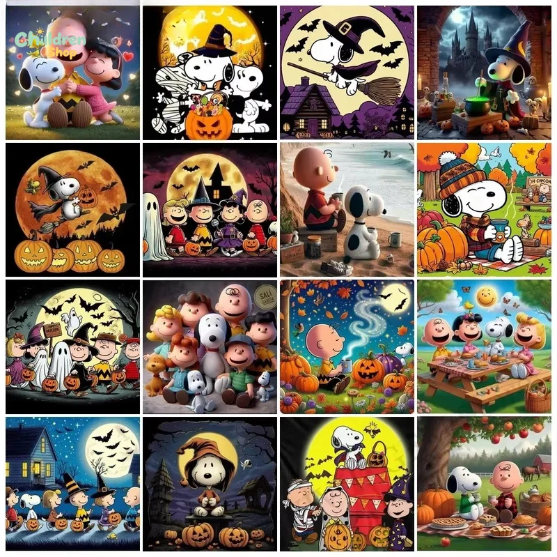 Diamond Painting Cartoon Kürbis Snoopy Mosaik Bastelset ohne Rahmen