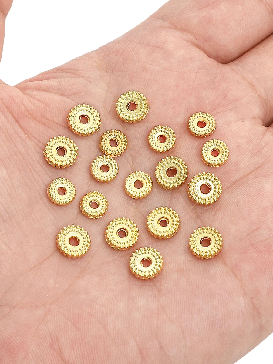 

14K Gold Plated 6/8mm round Spacer Beads Stripe Separator DIY Bracelet Necklace Making Accessories Gold Jewelry Supplies