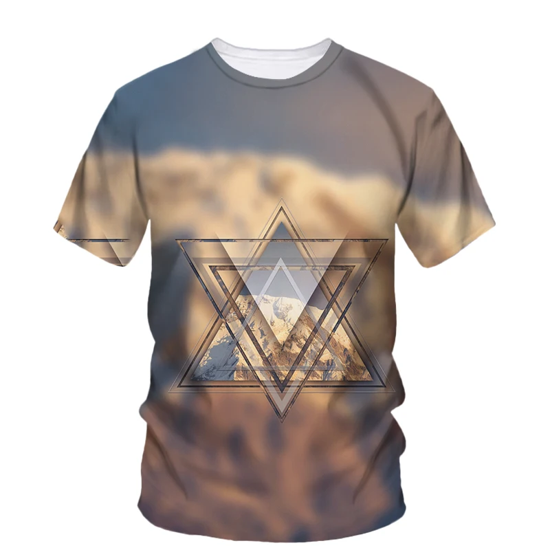 

The Star of David 3D Printing T Shirt Man O-Neck Short Sleeve Oversized Top Casual Tee Loose Streetwear Harajaku