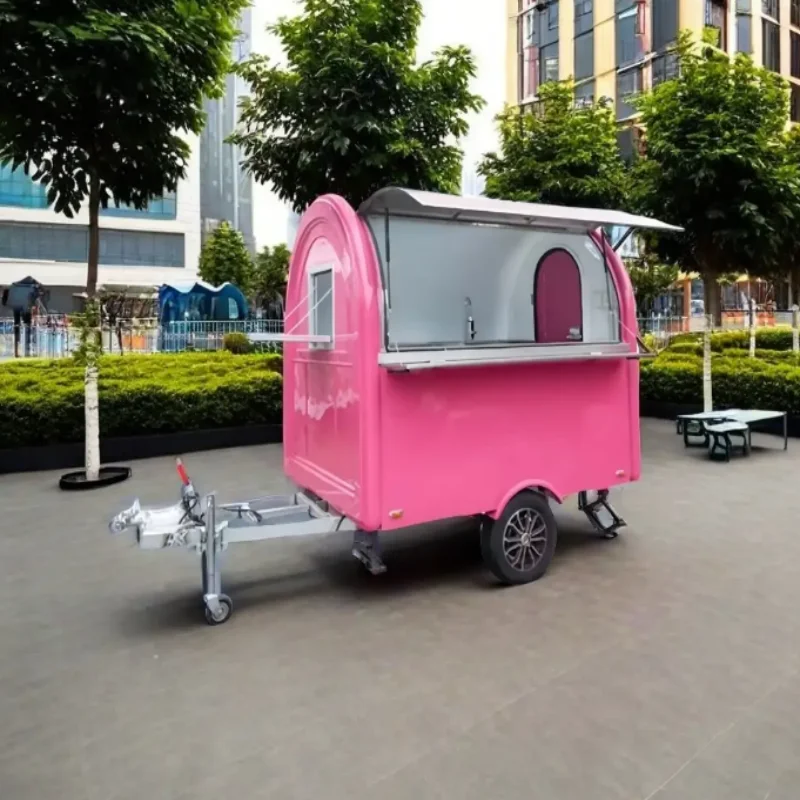 Hot Selling Mobile Trailer Kitchen Custom Hot Dog Cart Round Food Trailers Cheap Ice Cream Cart Food Truck for Sale Customized