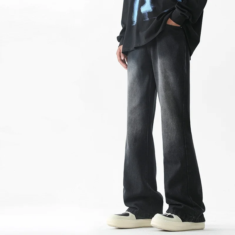 2025 Spring/Summer New Men's Micro flared Cowboy Pants Street Wear Blue American Style Men's Pants Full length flared Pants Men'