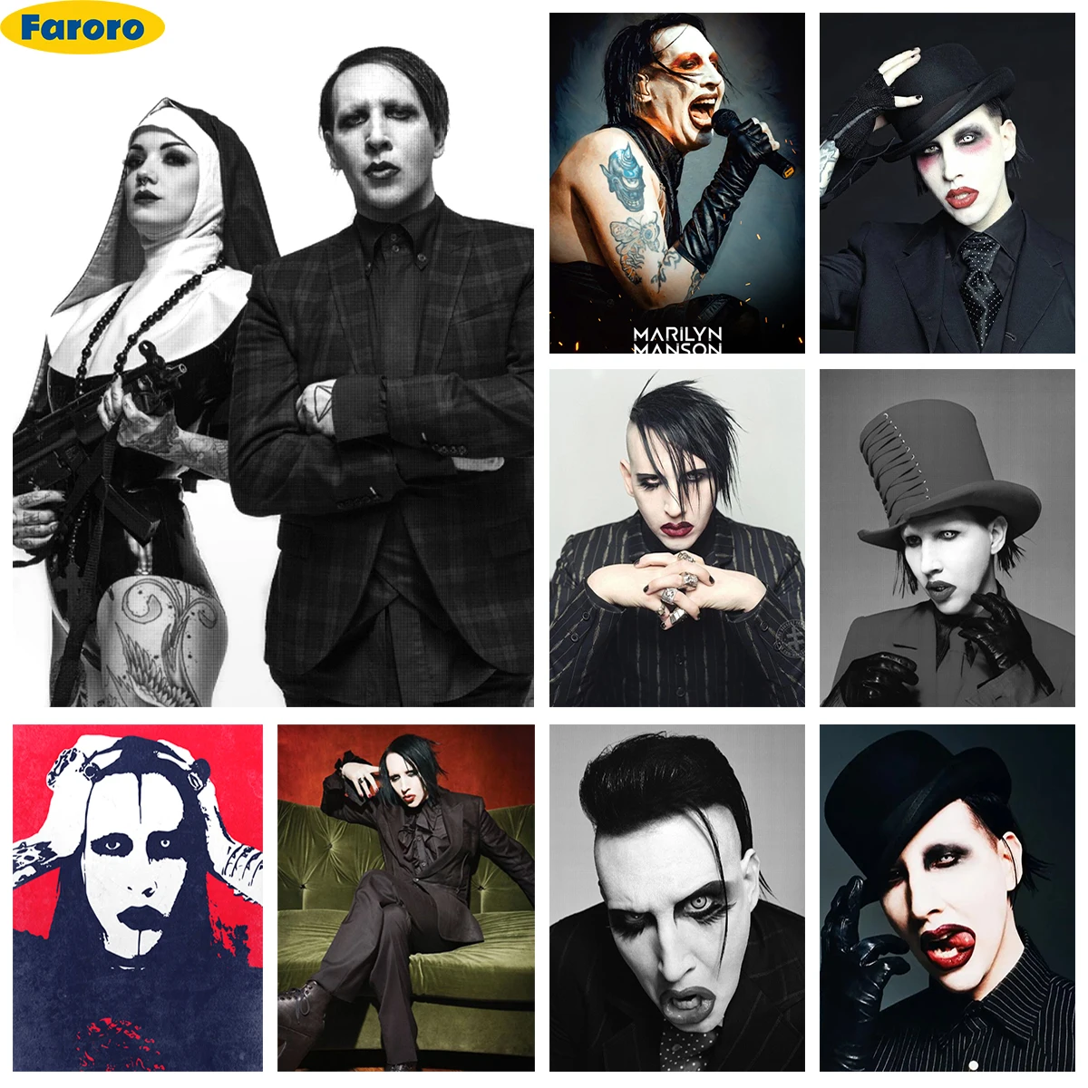 For Marilyn Manson DIY Diamond Painting Kit Rock Singer Poster Diamond Embroidery Mosaic Oil Painting Fan Gift Home Decoration