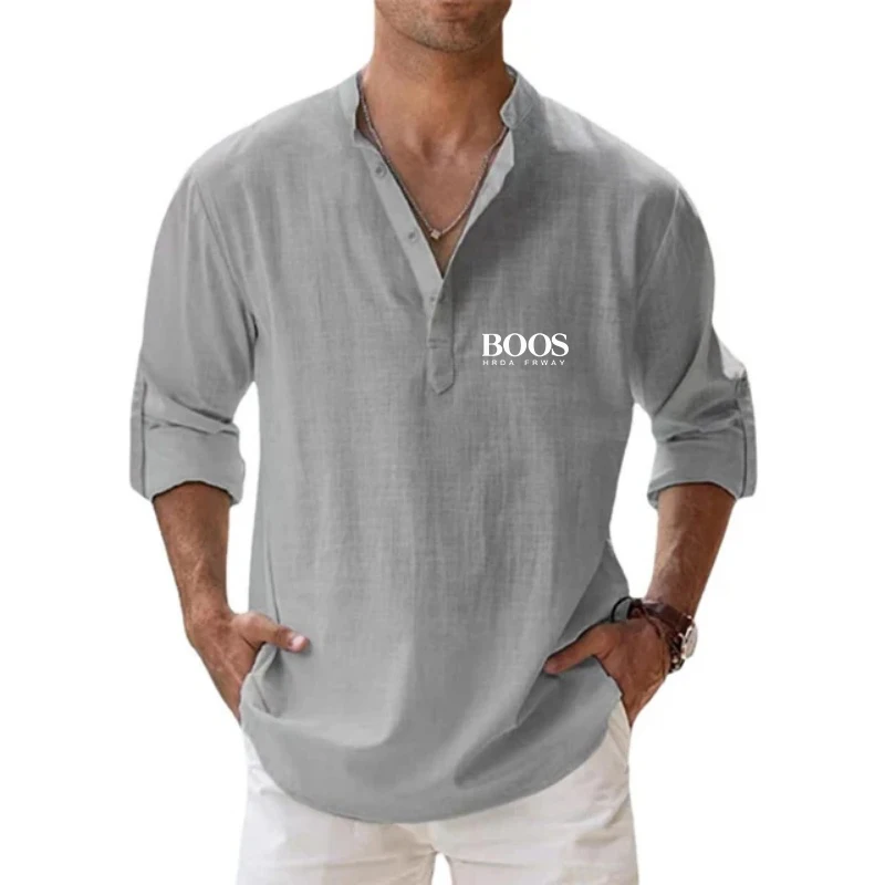 

Вышивка, высокое качество, мужская осенняя новая льняная рубашка из 100% хлопка с длинными рукавами, деловая повседневная свободная футболка, рубашки, топ