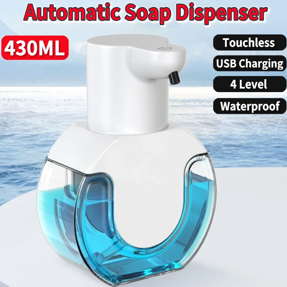 

430ML Liquid Hand Soap Dispenser Pump Smart Sensor Soap Dispenser Touchless Infrared Sensor Rechargable for Bathroom Kitchen