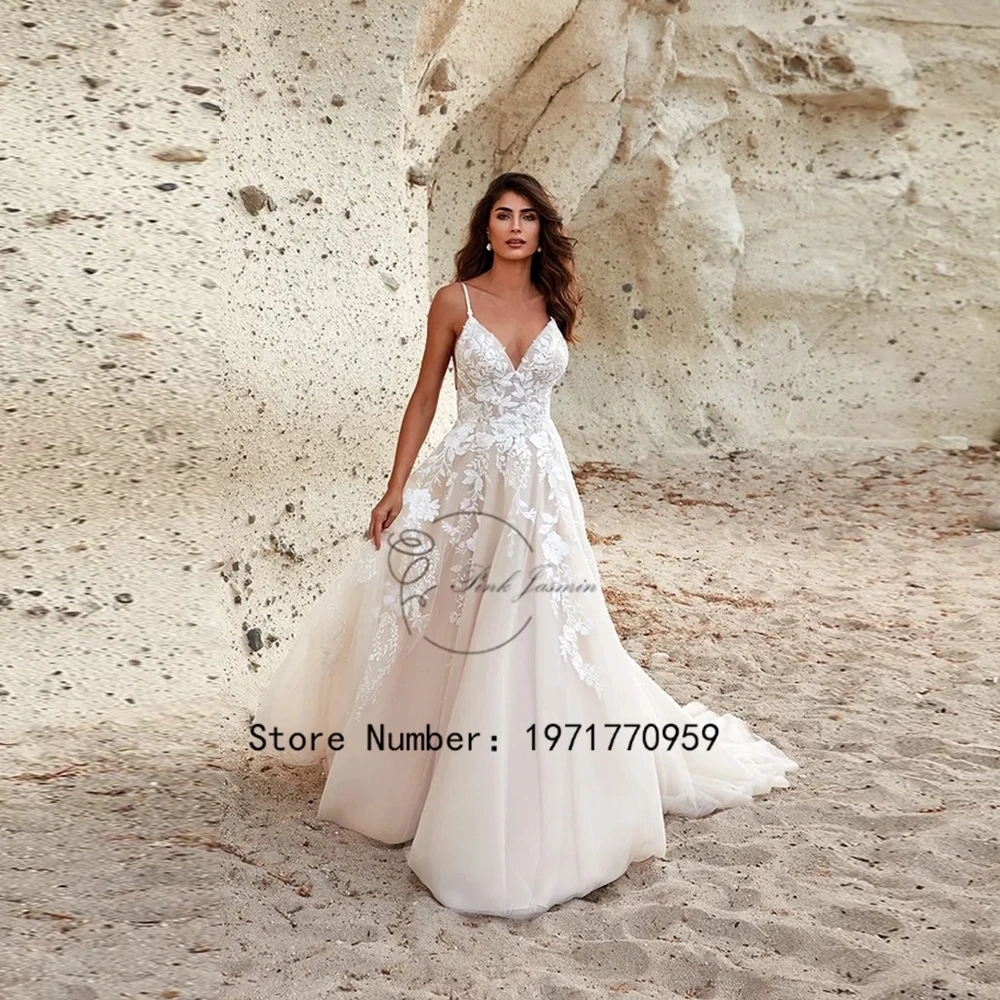 2024 Boho Spaghetti Straps Wedding Dress For Women 2024 Sweetheart Bride Dresses Flowers Fairy Bridal Gowns Vestidos De Novia