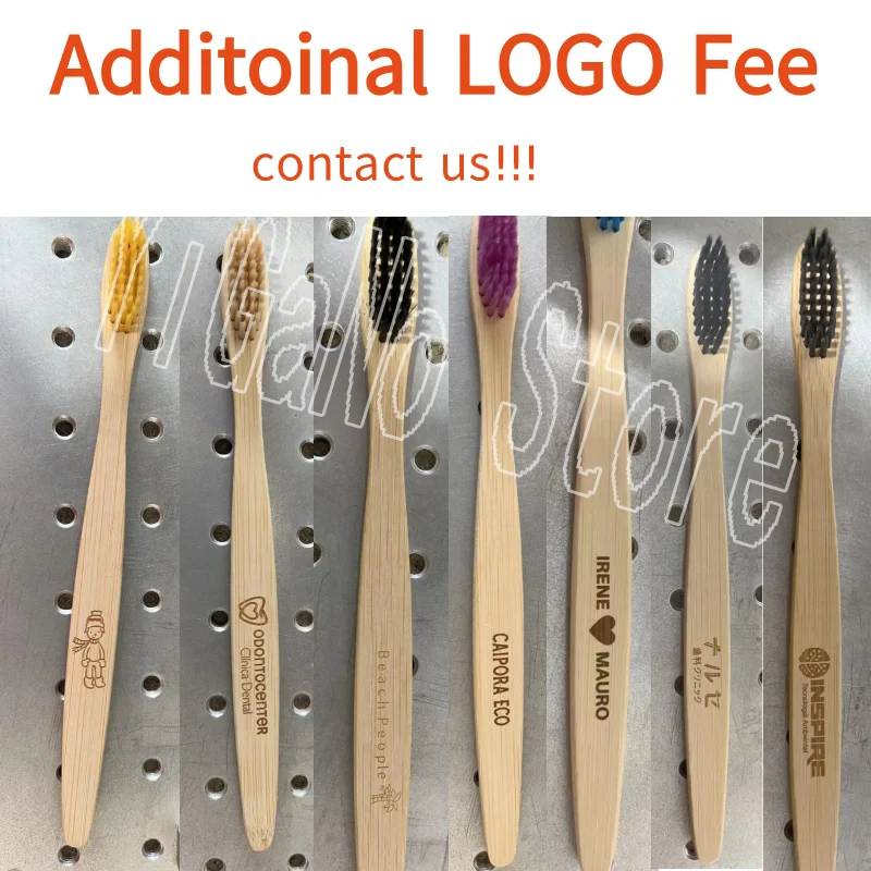 Bamboo Toothbrushes 100Pcs Eco Friendly Resuable Toothbrush Adult Wooden Soft Tooth Brush Customized Laser Engraving Logo