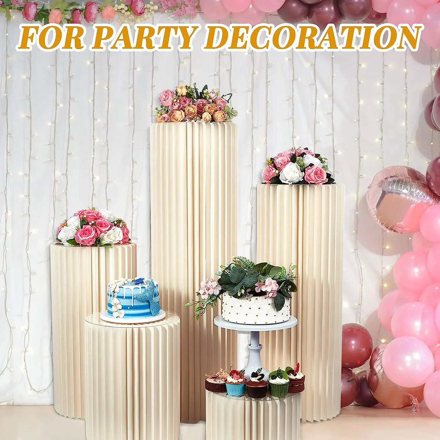 Folding Roman Column Cake Dessert Table Wedding Party Stage Props Honeycomb Origami Display Stand Shop Window Ornaments Holder