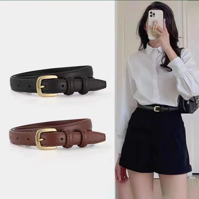 Classic Women Belt Black Needle Buckle Retro Jeans Leather Fashion Belt High Quality Strap