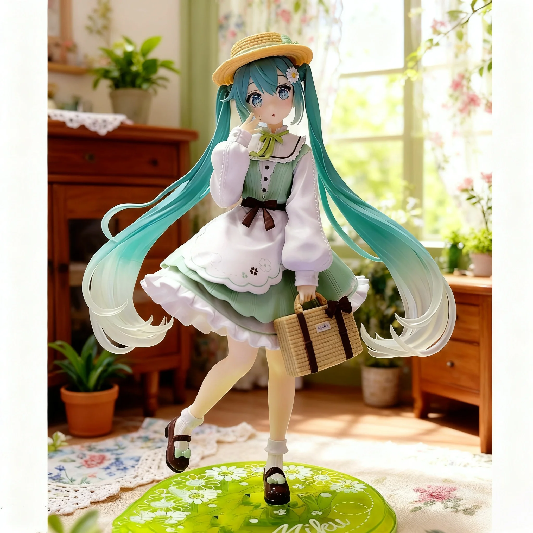 New Hatsune Miku Pastoral Hand made Scenery Model Home Decoration Animation anime Beautiful Girl Table Decoration Collection Gif