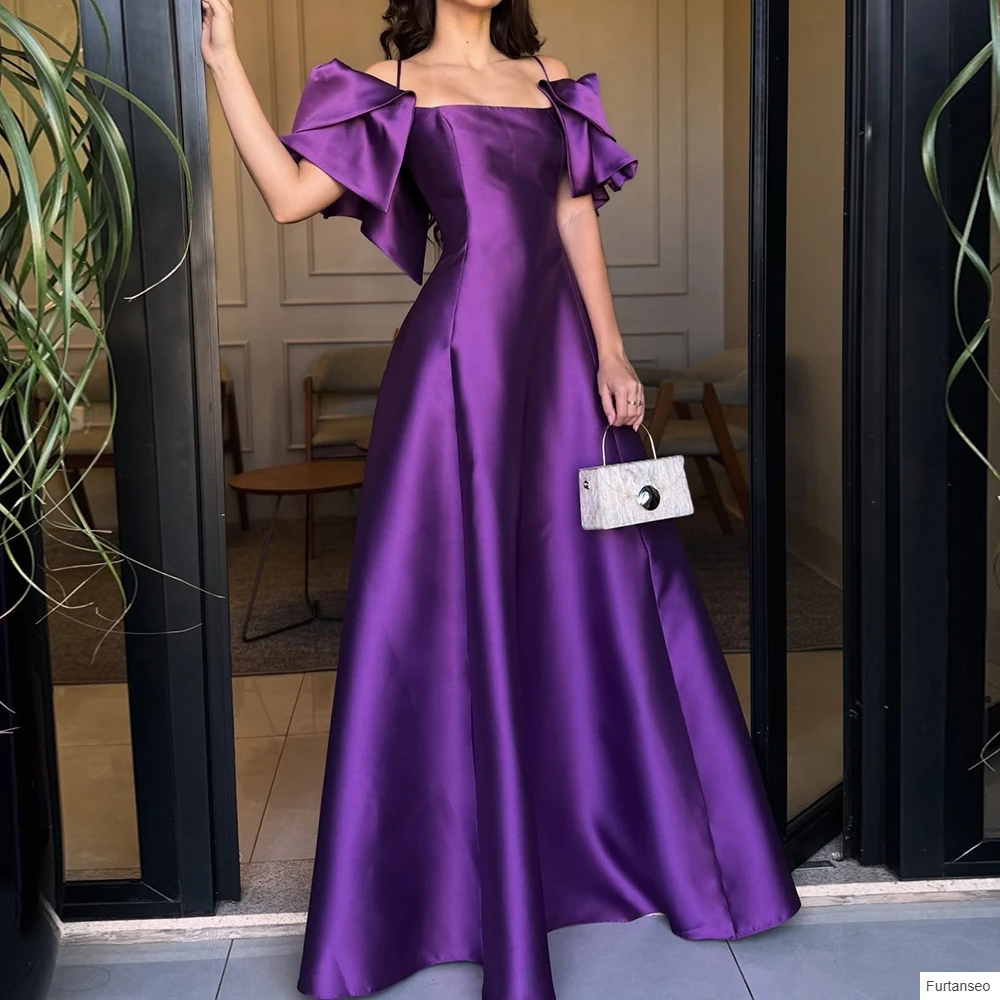 

A-line Women's Evening Dresses Floor-length Spaghetti Strap Sleeveless Prom Gown Simple Fashion Draped Backless Customized Gowns