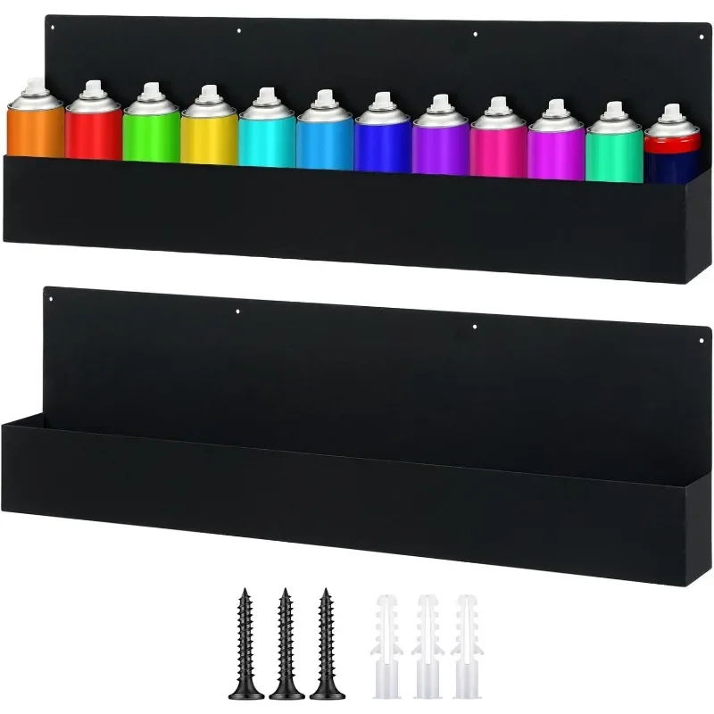 

2 Pcs Aerosol Spray Can Rack Wall Mount 32 Inch Spray Can Holder Organizer Wide Metal Spray Paint Storage Bottle Holder