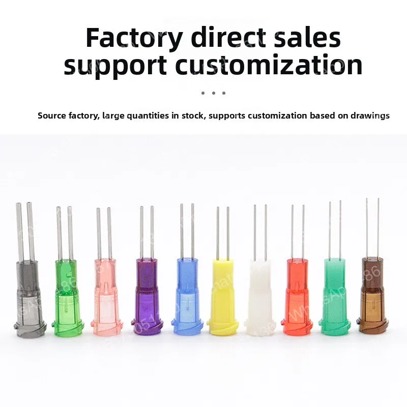 100PCS 13mm double-tube dispensing needle dispensing machine stainless steel needle half-inch threaded needle adapter