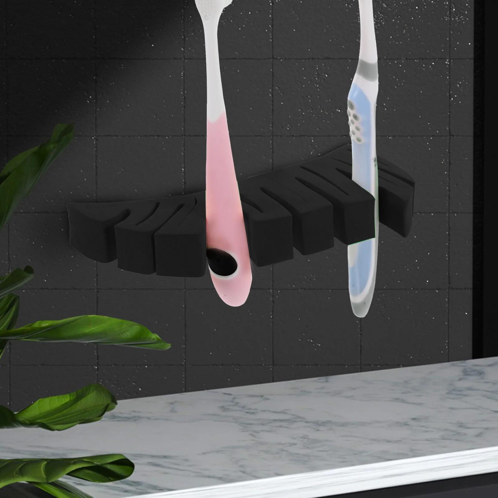 تخزين فرشاة الأسنان على شكل ورقة شجر فرشاة للمكياج، حامل تجفيف، حامل تخزين فرشاة المكياج اللاصق، تصميم حامل حجم صغير #5