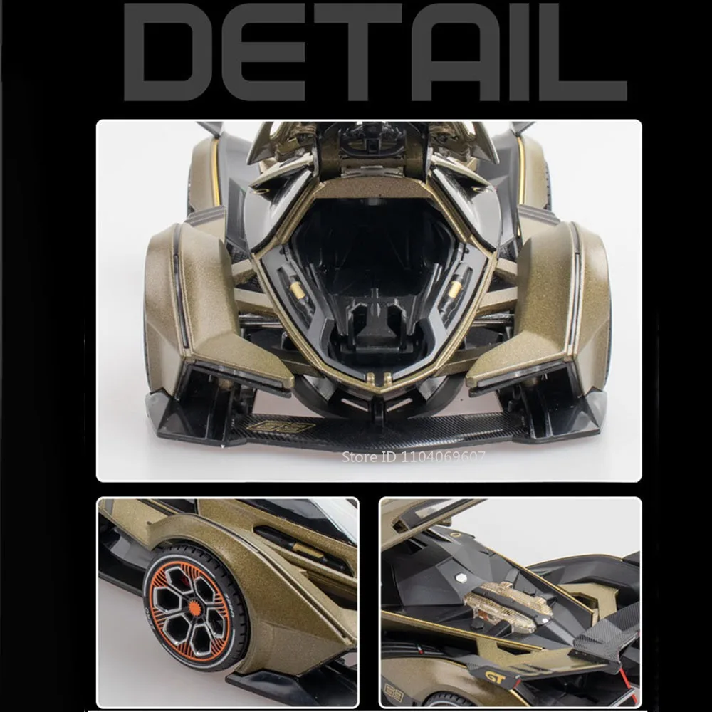 Scala 1:22 V12 GT Super Modello di Auto Giocattolo Tirare Indietro Porte Aperte Simulazione Veicolo Giocattoli Modelli Collezione Suono Luce Regalo per I Bambini