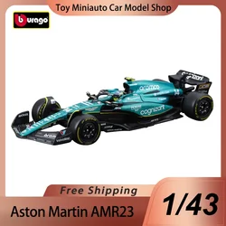 В наличии Bburago 1:43 2023 F1 Aston Martin Amr23 Миниатюрная модель из сплава, модель Aston Martin Фернандо, игрушки для детей, рождественский подарок