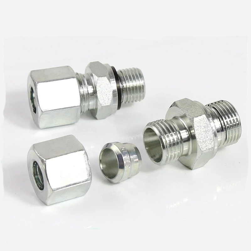2Pcs Hydraulic transition joint 45 # steel Yonghua 24 degree cone sleeve ED seal 1CB 1CM 1DB 1DM oil pipe joint