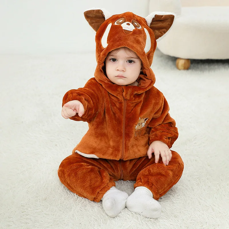 

Baby Romper Clothes Cartoon Bear Infant Animal Onesie Winter Flannel Baby Bodysuit Soft Zipper Boy Girls Pajamas Cosplay Costume