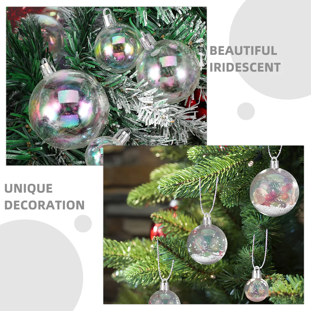 40 PCS Bubble Symphony Ball Light Bulb Fillable Juice Bottles Christmas Ornaments Drink Container Plastic Baubles Clear Balls