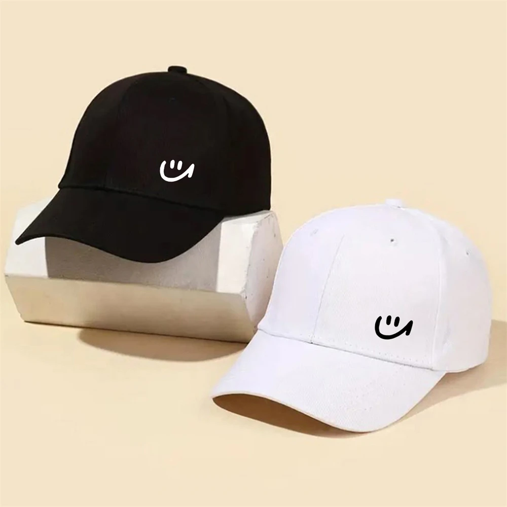 1 Piece Solid Color Smile Face Printing Pattern Baseball Cap for Women Men Baseball Hats Suitable Travel, Shopping Daily Leisure