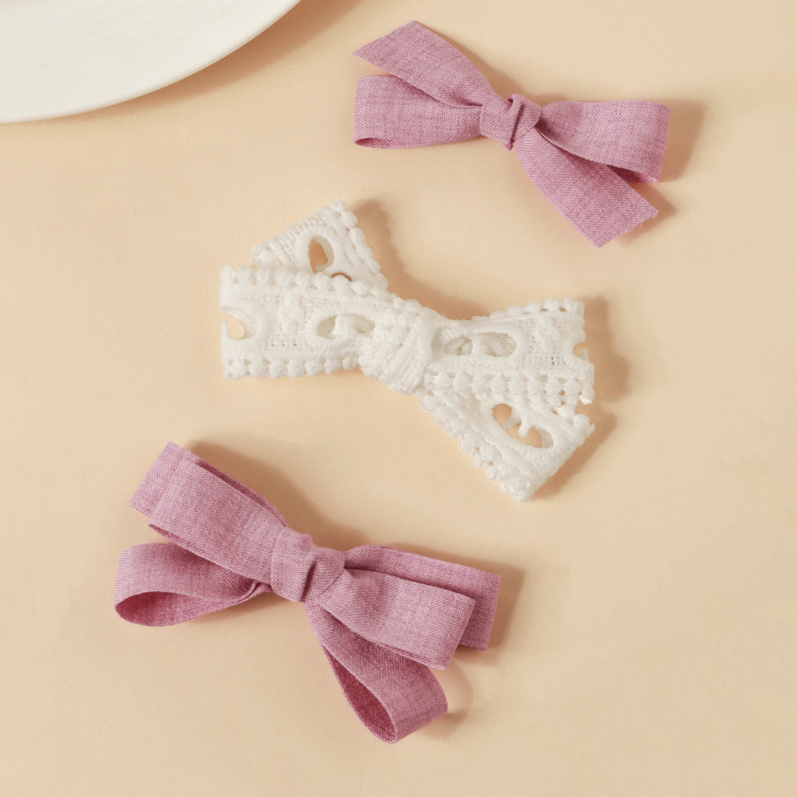 

3 шт., заколка для волос с бантом из кружевной ткани, элегантный простой аксессуар для волос для девочек, милая милая челка принцессы с заколкой для волос со сломанными краями