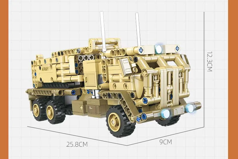 Amerikanische moderne Militär-HIMARS-Bausteine, M142 Hochmobile Artillerie-Raketenwagen-Set, Armee-Fahrzeug-Spielzeug als Geschenk – Detail 9