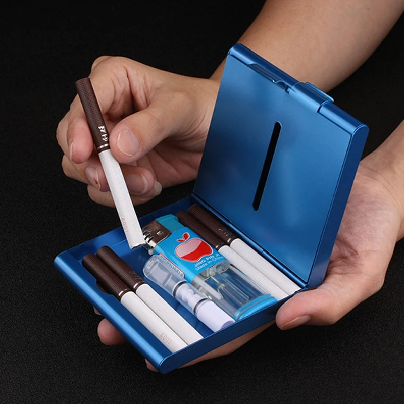 Holder 20 Sticks  Aluminium Cigarette Case Double Layer Partition Pockets Moisture-proof Cigarettes Box Cigarette Accessories