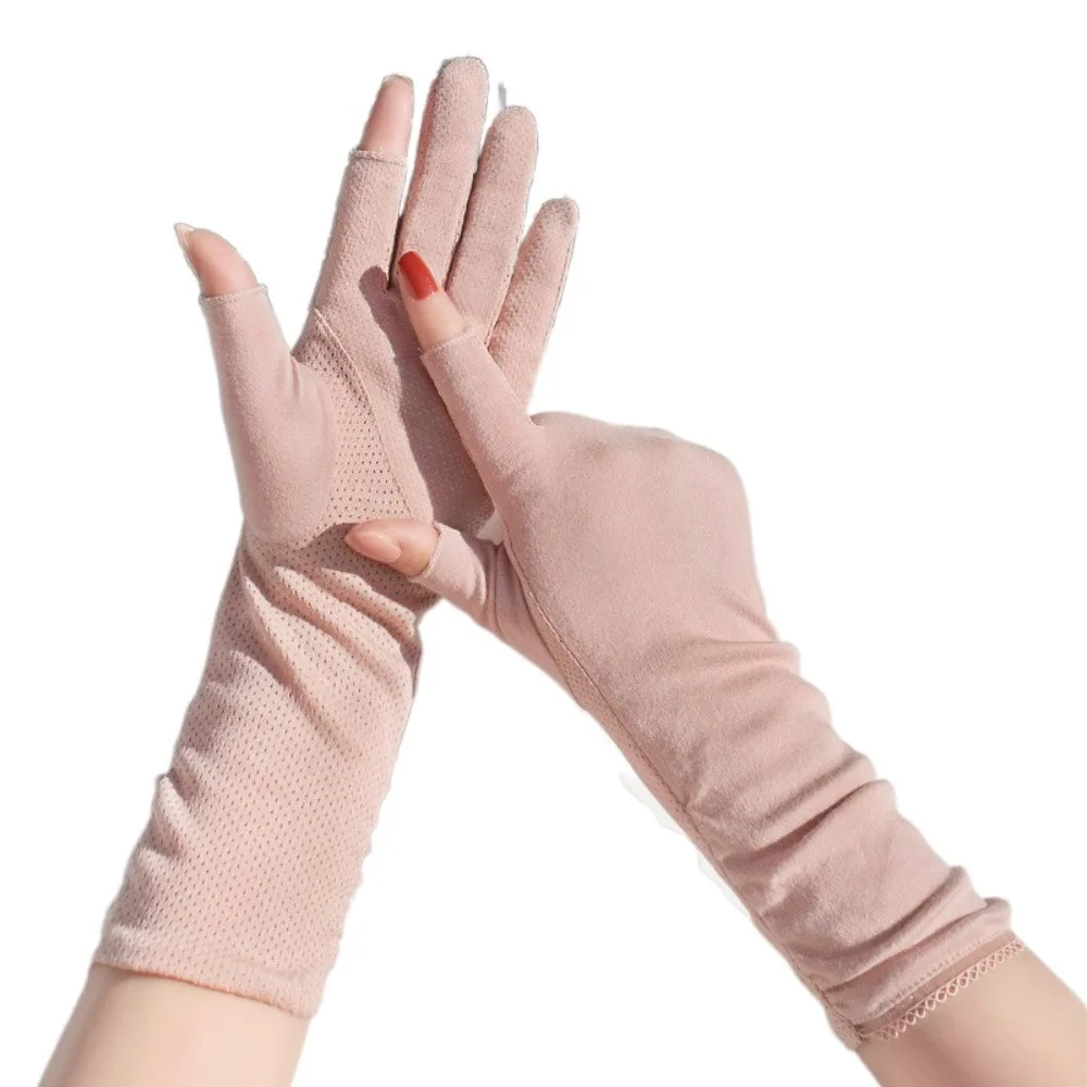 

Anti-UV Women Sunscreen Gloves Lengthen Thin Sun Protection Riding Gloves Non Slip Touch Screen Summer Driving Mittens Ladies