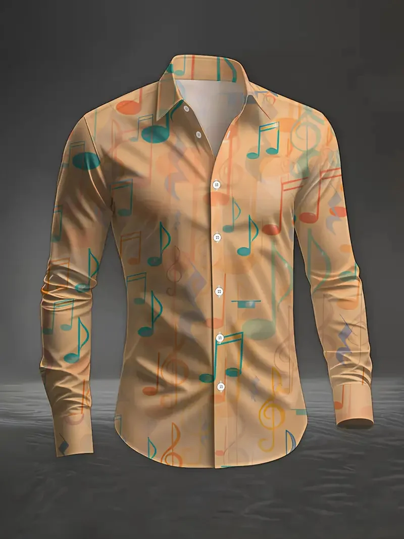 Men's Shirt Regular Flap Shirt Men's 3D Printing Color Splash Printing Casual Long Sleeve Fashion Printed Shirt