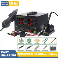 GORDAK 909D Soldering Station 2A USB SMD Rework Soldering Iron Station DC Power Supply 0-15V 0-2A 5V USB Charging Port