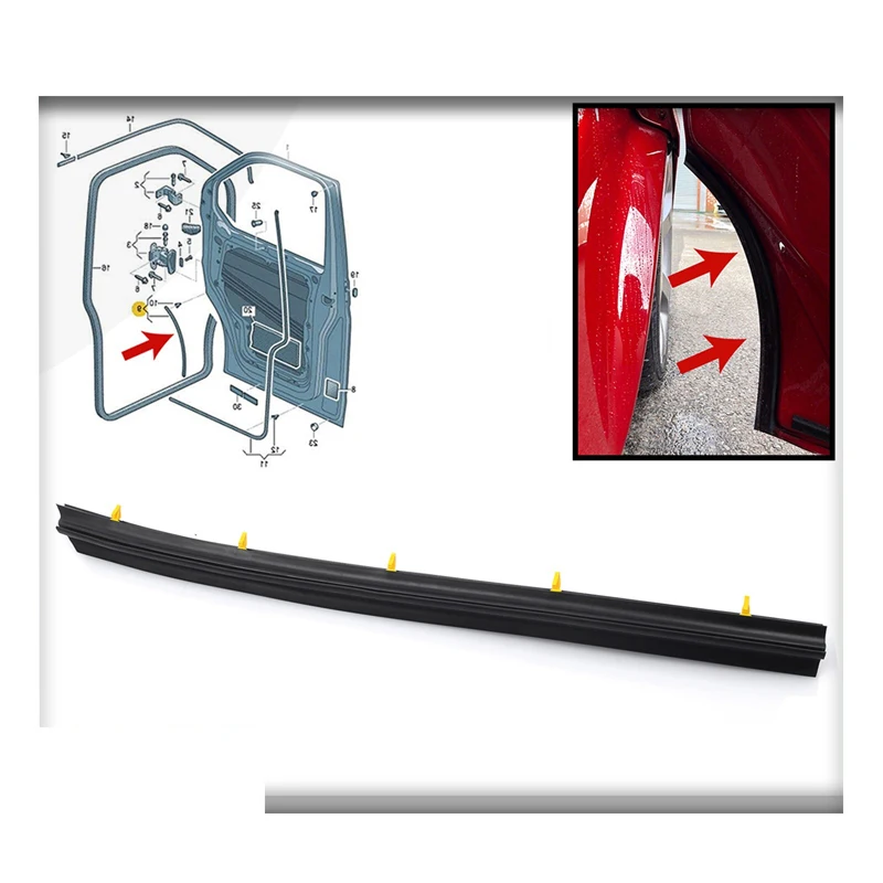 

FOR VW TRANSPORTER T5 T6 MULTIVAN FRONT RIGHT DOOR WHEEL ARCH SEAL RUBBER+CLIPS