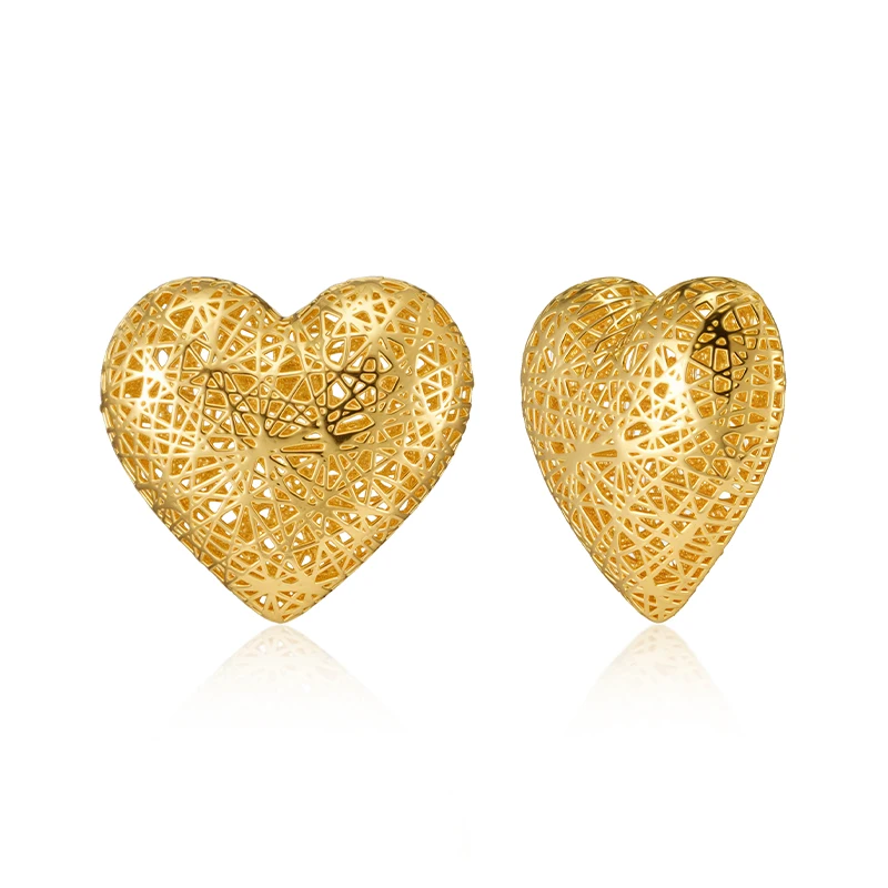 IVOG Hollow Heart Shaped Design Stud Earrings For Women Gold Color Irregular interweaved Earrings Fashion Jewelry