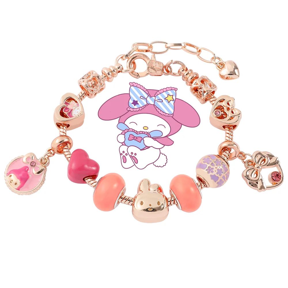 Anime Cute My Melody Bracelet Cartoon Figure Melody Charm Beads Pendant DIY Bracelet Bangle Kawaii Jewelry Accessories Gifts