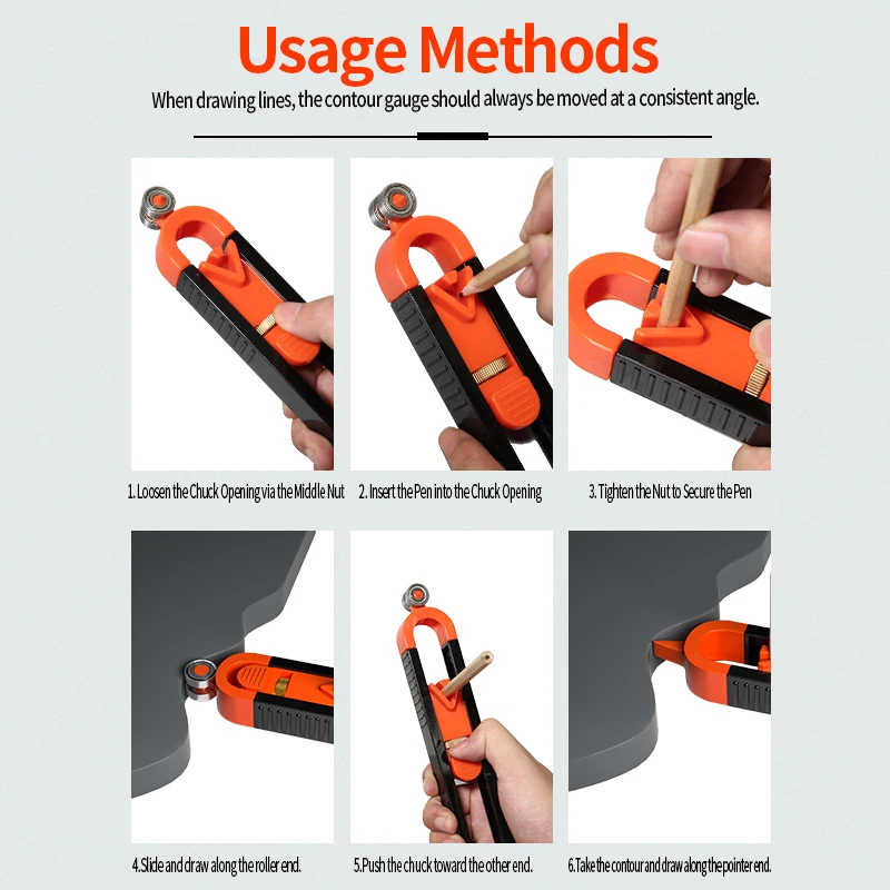 New Profile Scribing Ruler Contour Gauge with Lock Adjustable Locking Precise Woodworking Measuring Gauge Profile Duplicator