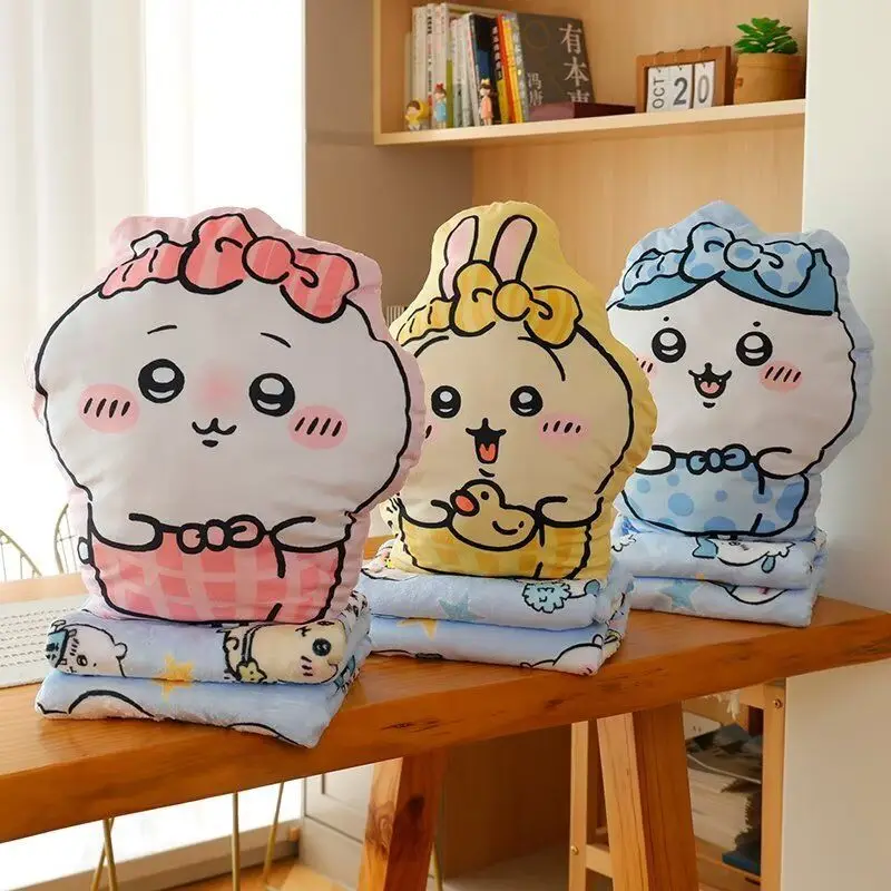 

Cartoon Anime Chiikawa Pillow Blanket 2-in-1 Cute Office Napping Pillow Cover Carpet，Children's Christmas Gift